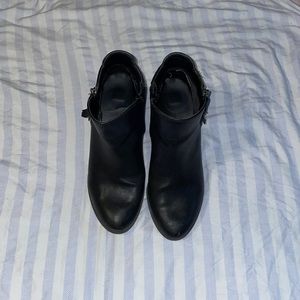 Ankle high black booties with small heel size 7